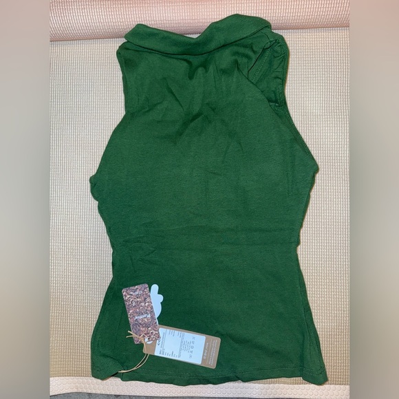 OGL stretch cotton v neck collared Brami polo top small  ribbed - Picture 2 of 3